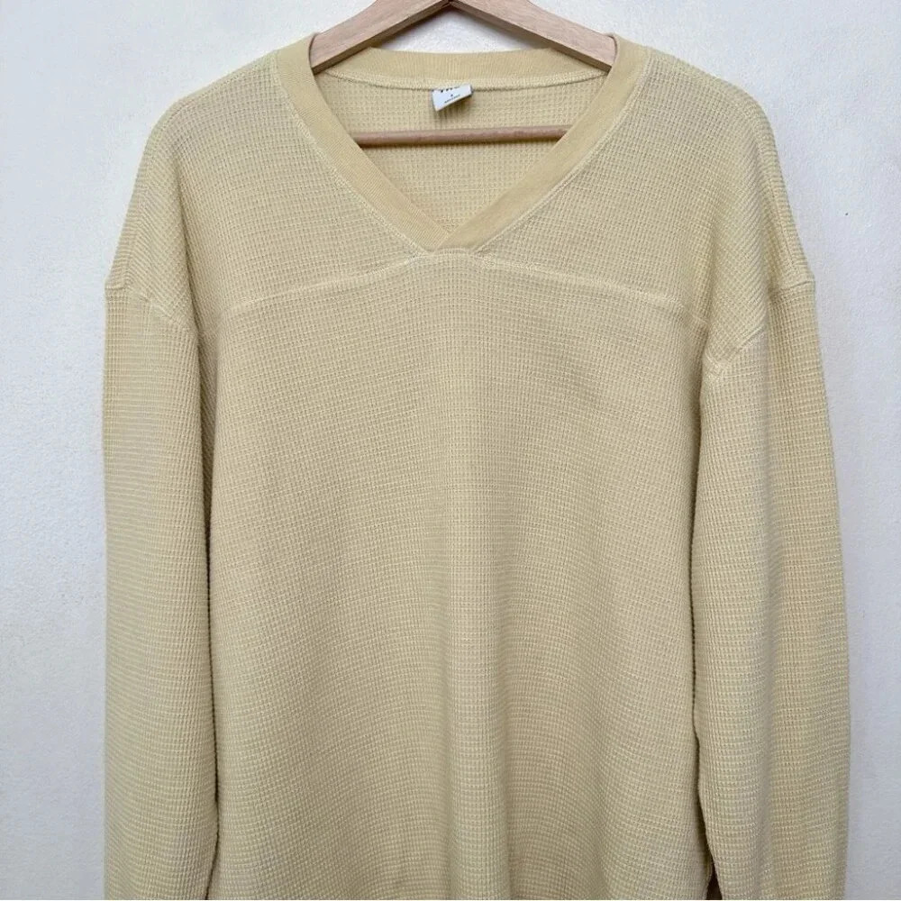Aritzia Womens Tna Small Waffle  Yellow Long Sleeve Top - Picture 2 of 14